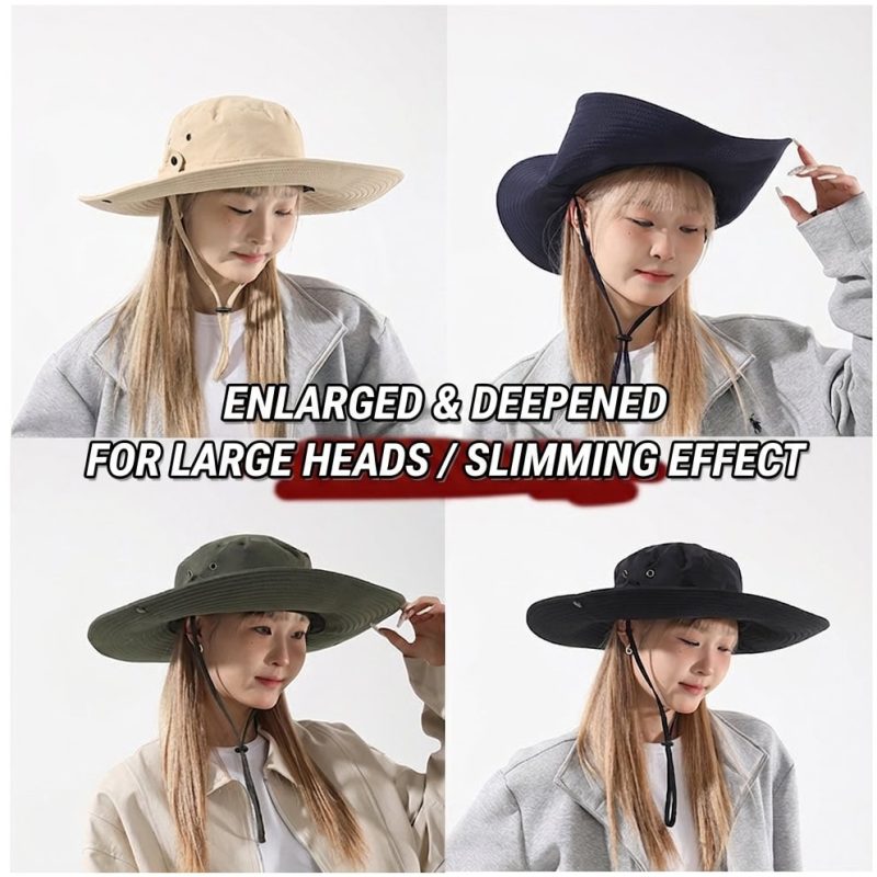 H09 Wide Brim Outdoor Sun Protection Hat with Chin Strap