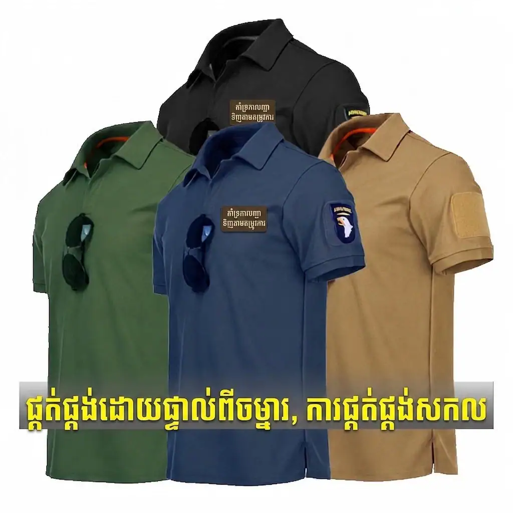 TSS04 អាវយឺតដៃខ្លីស្ងួតលឿន ស្ទីលយោធា សម្រាប់ហាត់ប្រាណ ដំណើរក្រៅផ្ទះ និងប្រើប្រាស់ប្រចាំថ្ងៃ