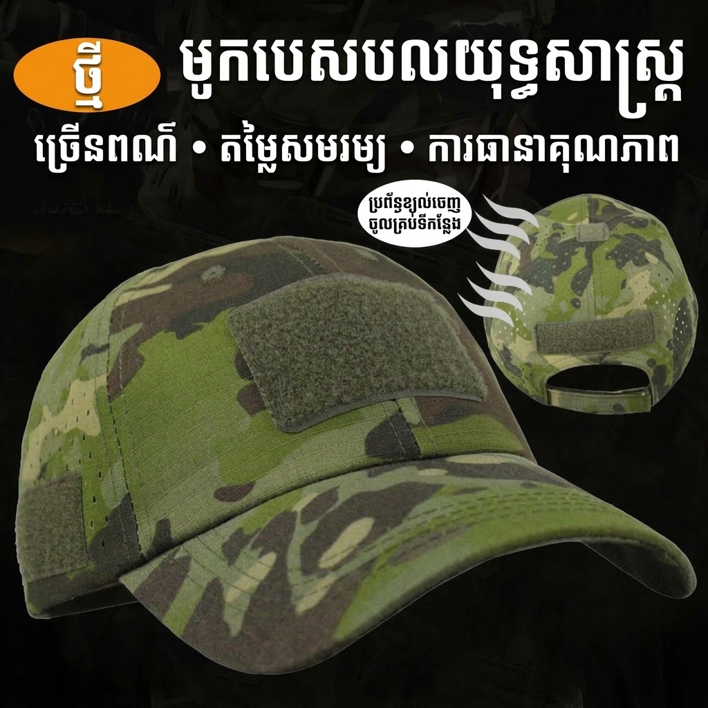 C17 មួកបេសបលក្លែងបន្លំតាក់ទិក មានសំណាញ់ខ្យល់ចេញចូល សម្រាប់កីឡាក្រៅផ្ទះ និងការពារកម្តៅថ្ងៃ