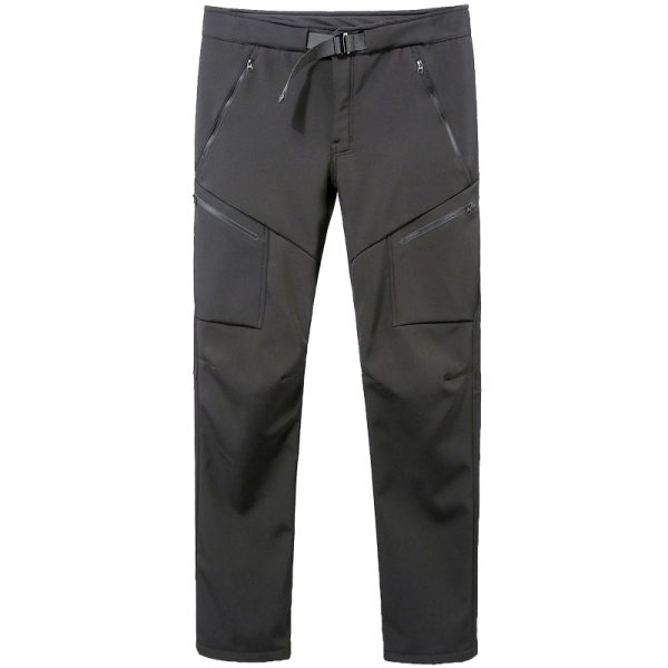 Unisex fleece-lined softshell tactical pants with built-in belt for outdoor and daily wear.