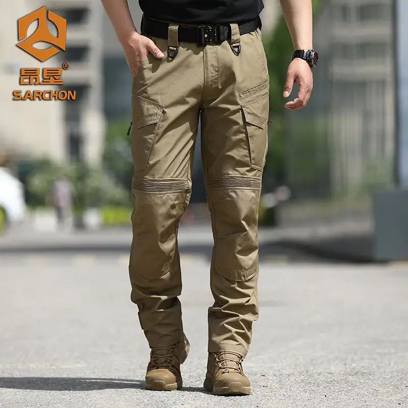 IX15 Tactical Outdoor Cargo Pants - Water-Repellent Grid Fabric Utility Trousers