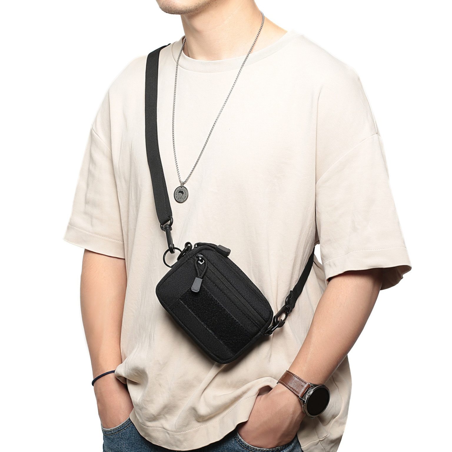BG51 កាបូបស្ពាយឆ្លងខ្លួន Workwear ខ្នាតតូច – កាបូបស្មារចនាប័ទ្ម Street-Style ខ្នាតមីនី មានខ្សែស្មាអាចកែតម្រូវបាន