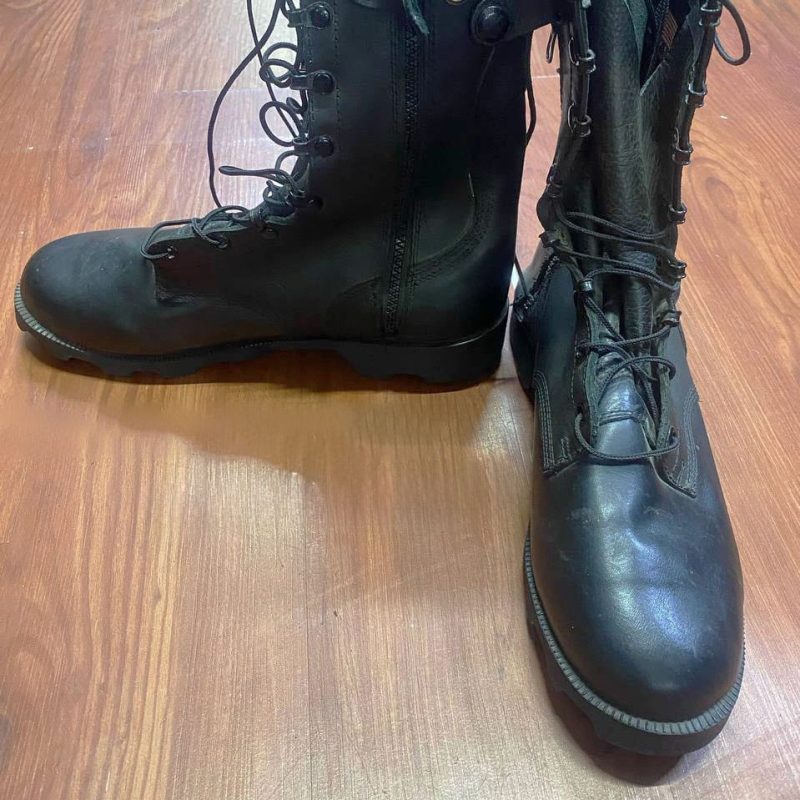 SH33 Men's High-Cut Black Combat Boots with Side Zipper and Rugged Sole