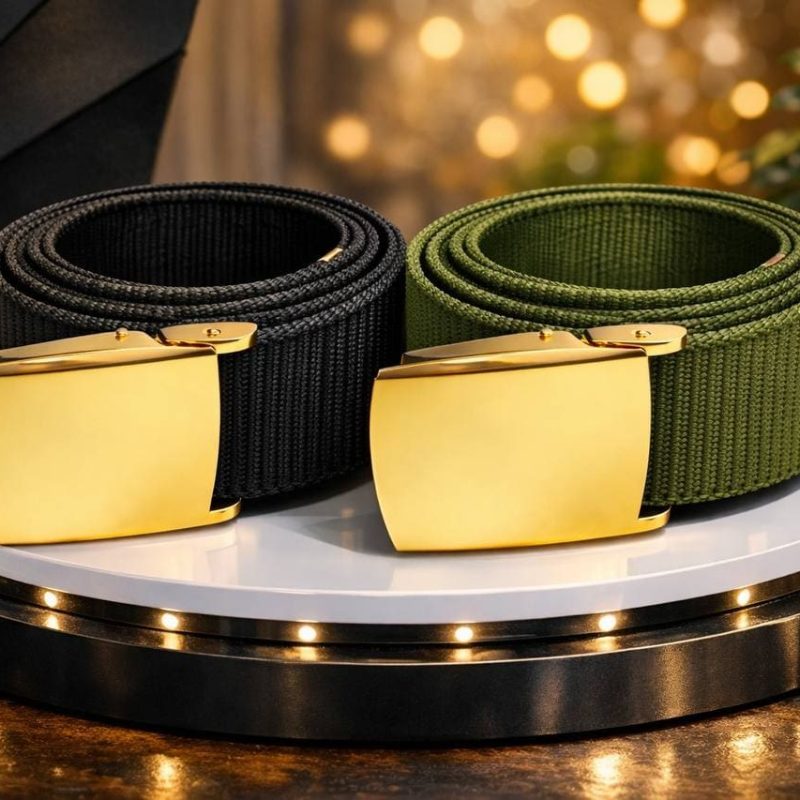 B28 Golden Alloy Buckle Nylon Canvas Web Belt