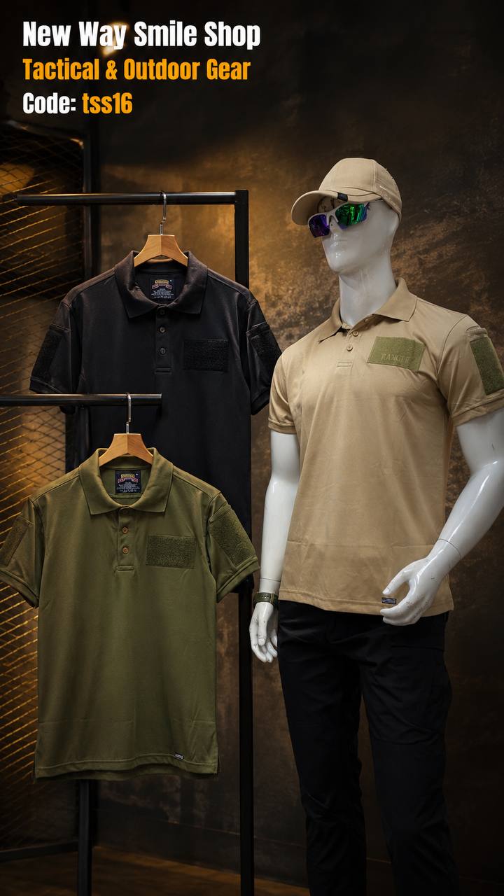 អាវ Polo តាក់ទិក TSS16 ដៃខ្លី មានកបត់ និងផ្ទាំង Loop នៅទ្រូង និងដៃអាវទាំងពីរ