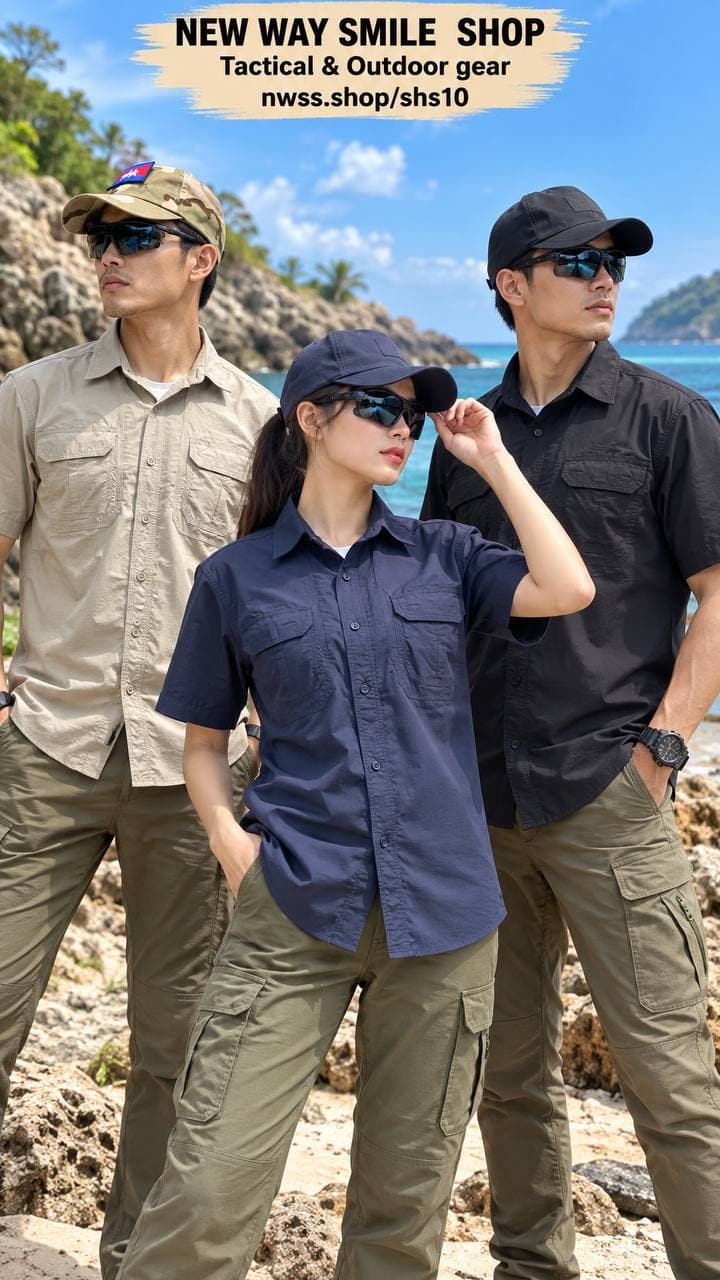 SHS10 Quick-Drying Tactical Short-Sleeved Shirt – Summer Breathable Military Fan Casual Special Service Work Shirt for Men