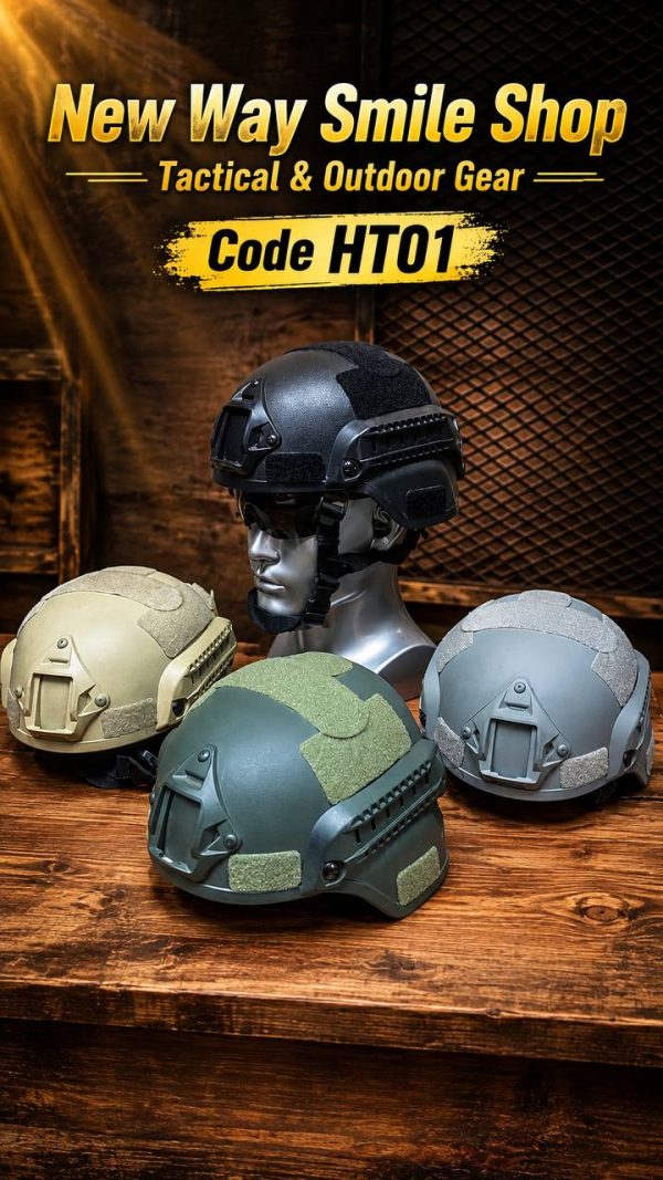 HT01 tactical rail helmet in black for outdoor sports and CS field protection.