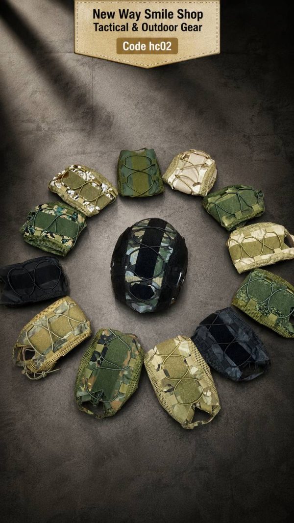 HC02 Tactical Mesh Helmet Cover for outdoor and training helmets in camouflage style.