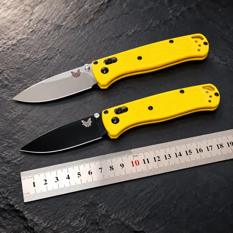 K56 Premium Portable Folding Pocket Knife with yellow nylon fiber handle and stainless steel blade.