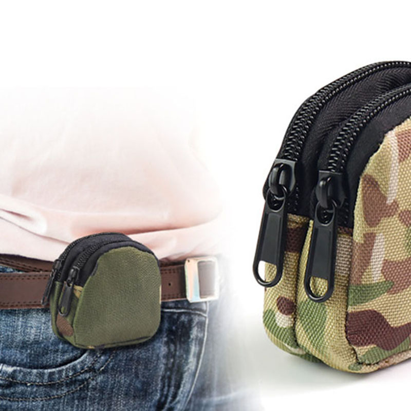 BG46 Canvas Tactical Earphone Pouch mini belt bag in camouflage style for small essentials.