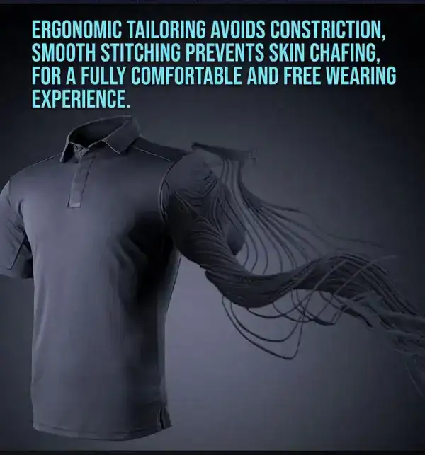 Wholesale Instructor Tactical Summer Outdoor T-Shirt in black, quick-drying men's polo style.