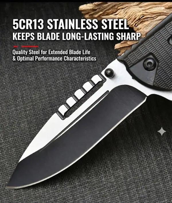 K57 Premium SEAL Tactical Folding Knife, black, 5CR13 steel blade, paracord handle, outdoor tactical gear Cambodia.