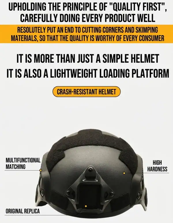 HT01 Tactical Rail Helmet for Outdoor Sports & CS Field Head Protection in black with lightweight design.