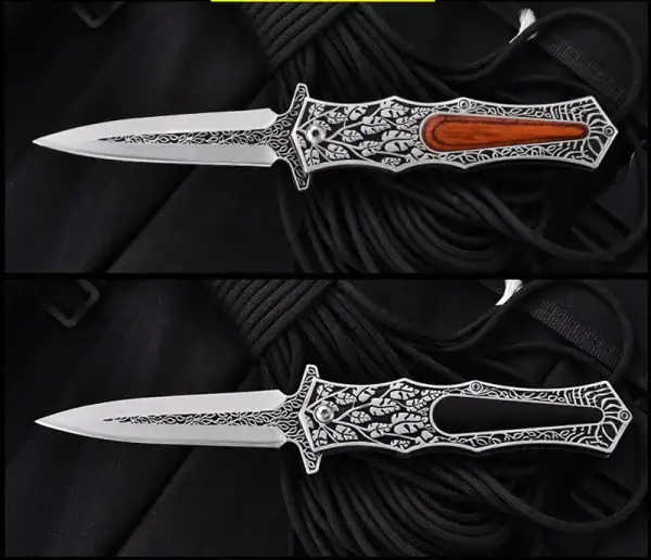 ដៃឈើស្បែក K28 Premium Engraved EDC Folding Knife សម្រាប់ការប្រើប្រាស់ប្រចាំថ្ងៃ.
