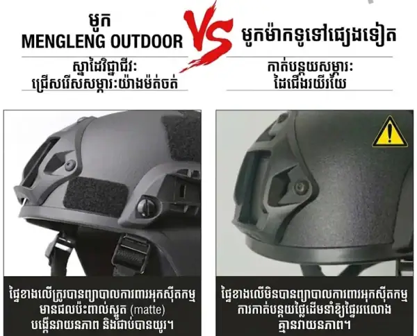 មួកការពារក្បាល Tactical Rail សម្រាប់កីឡា និងការពារក្បាលនៅទីលាន CS.