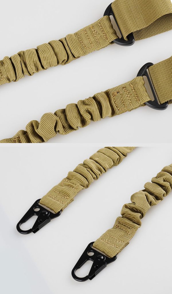 ខ្សែពាក់ Tactical Bungee ពីរចំណុច ខ្សែ Nylon កែតម្រូវបាន ជាមួយទំពក់ Zinc Alloy សម្រាប់ការរុករកក្រៅផ្ទះ។.