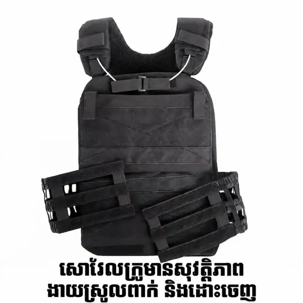 អាវកាក់តាក់ទិច Quick-Release មានខ្សែ MOLLE និងផ្នែកចំហៀងអាចកែតម្រូវបាន។.