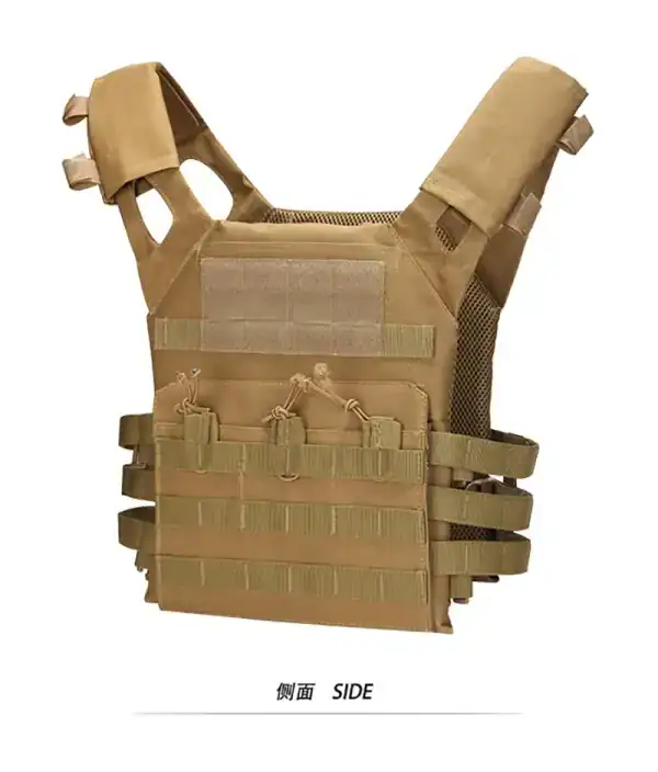 អាវកាក់តាក់ទិច MOLLE ពហុមុខងារ ស្បែកក្រហម មានរចនាប័ទ្ម Quick-Release សម្រាប់ការចងខ្សែសង្វាក់និងការពារសុវត្ថិភាព.