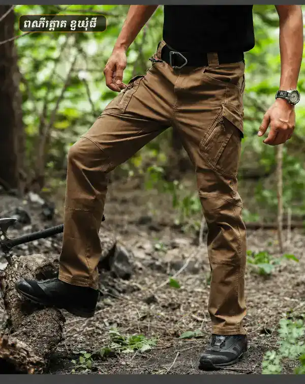 ខោ Tactical សម្រាប់ធ្វើដំណើរ និងប្រើប្រាស់ប្រចាំថ្ងៃ មានហោប៉ៅ Cargo ពណ៌ត្នោត.