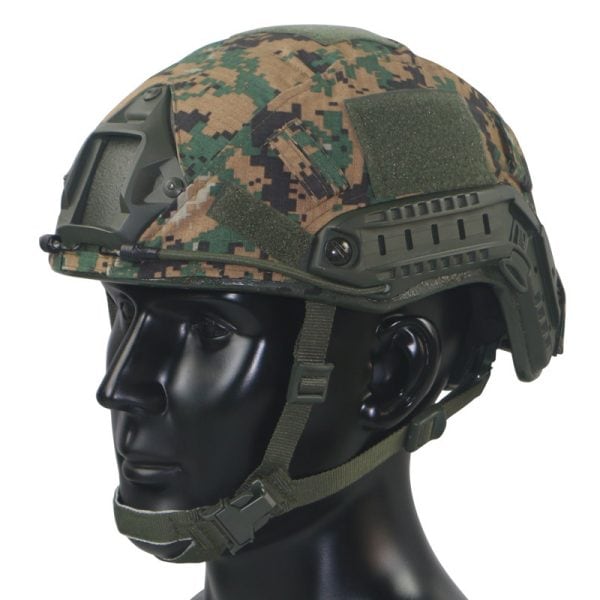 Tactical mesh helmet cover in camouflage for outdoor and training helmets, fits tactical helmets.
