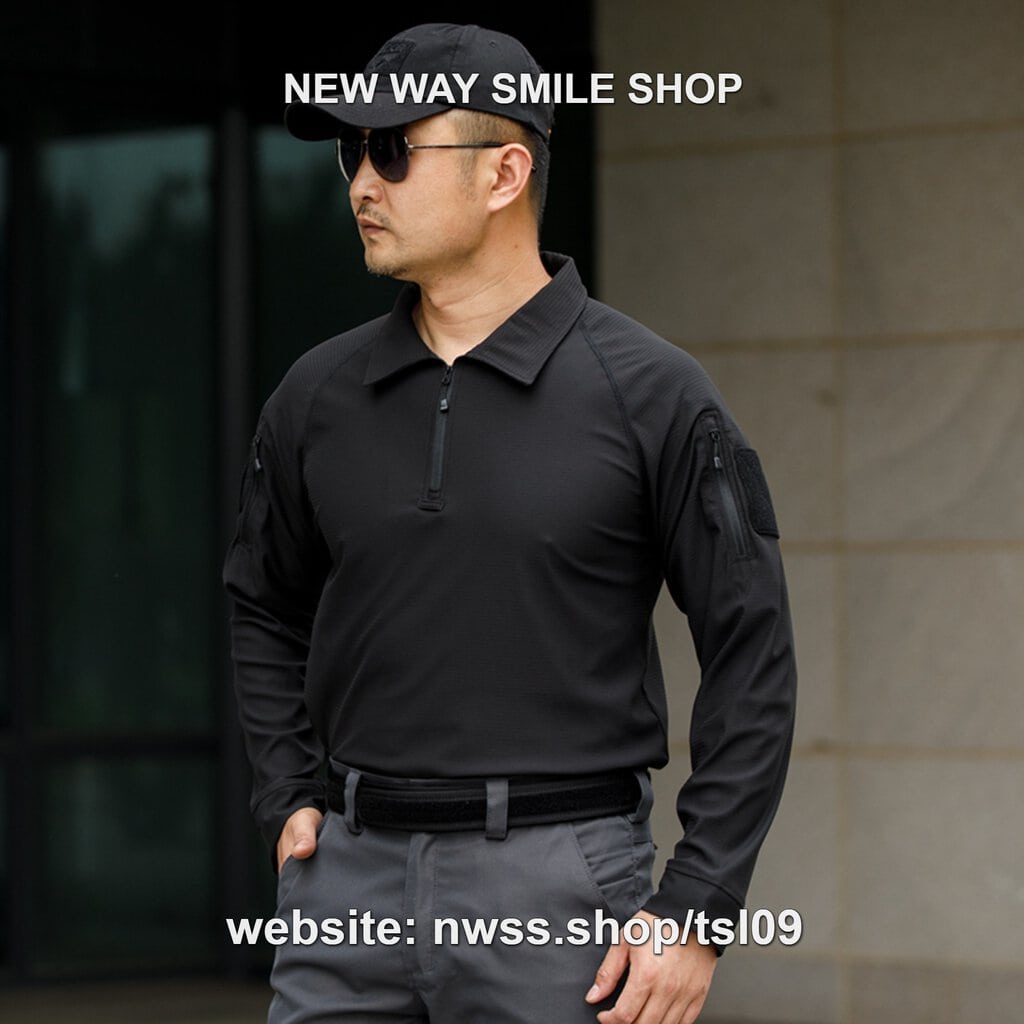 TSL09 Tactical Long-Sleeve Polo Shirt – Quick-Dry Outdoor Performance Top with Sleeve Utility Pocket - Image 2