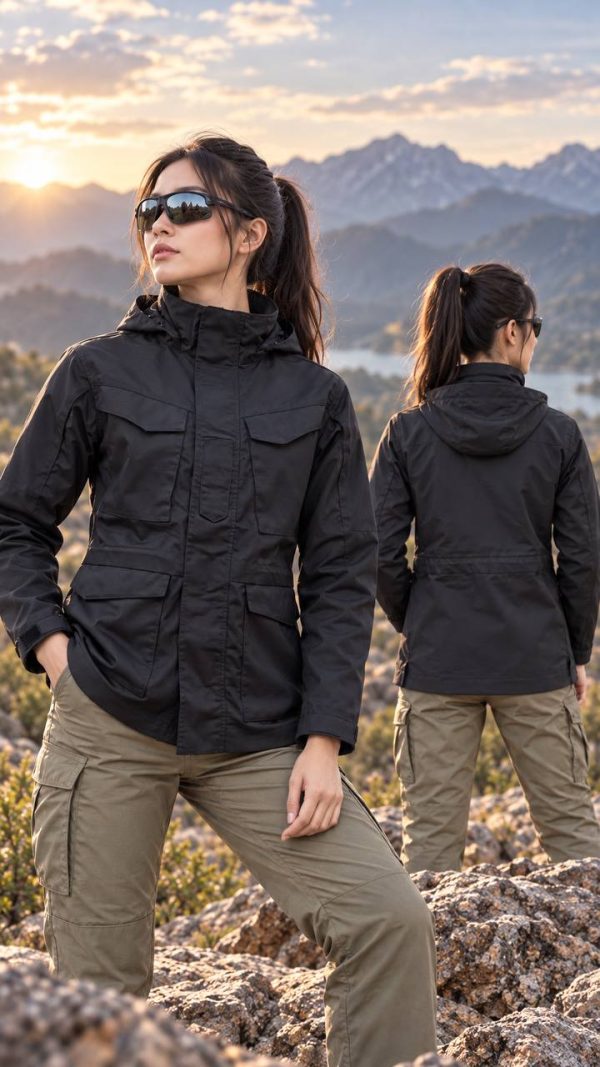 JK09 Paving Eagle Consul Tactical Trench Coat in camouflage outdoor field jacket style.