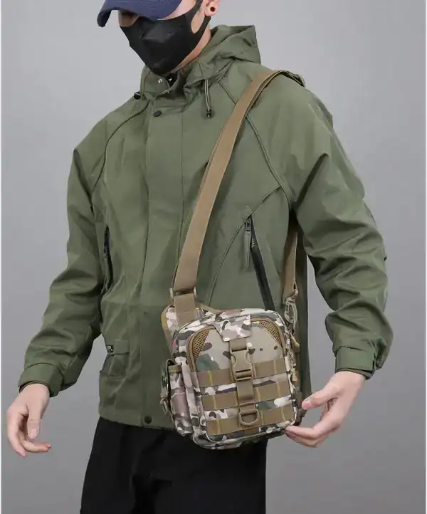 កាបូបស្ពាយ Sling Camouflage សម្រាប់ក្រៅផ្ទះ និងសម្រាកលំហែ, ទម្ងន់ស្រាល.