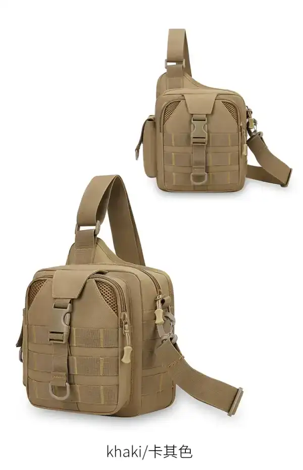 កាបូបស្ពាយ Sling Camouflage សម្រាប់ក្រៅផ្ទះ និងសម្រាកលំហែ មានពណ៌ khaki.