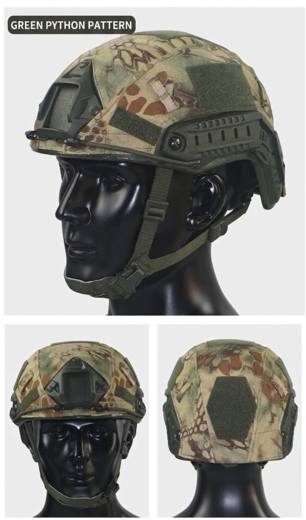 HC02 Tactical Mesh Helmet Cover for Outdoor and Training Helmets in camouflage pattern.