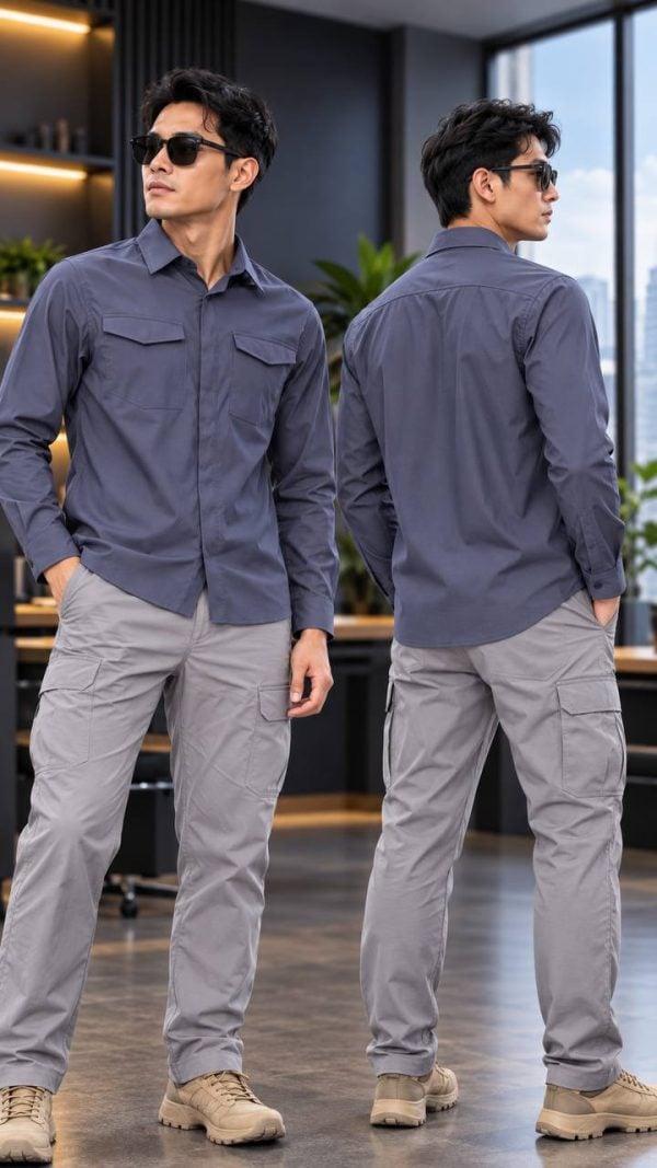 Outdoor long sleeve shirt in blue for tactical and outdoor activities, ideal for Phnom Penh adventures.