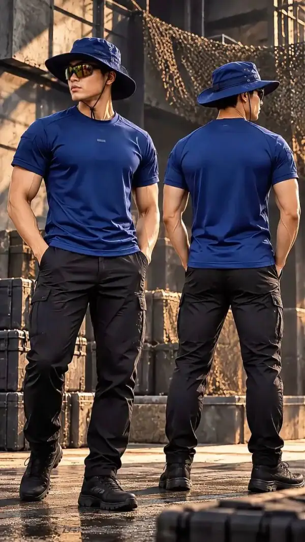 Men's blue quick-drying tactical short-sleeved TSS05 Archon Crewneck T-shirt.