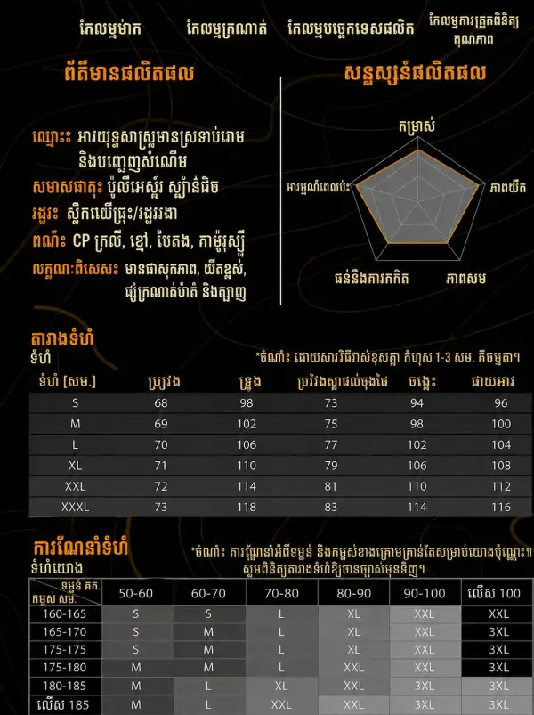 អាវដៃវែង Tactical SARCHON បែបកាមូផ្លាស មានស្រទាប់ Fleece សម្រាប់ហាត់ប្រាណ និងប្រើក្រៅផ្ទះ។.