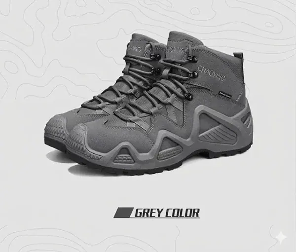 ស្បែកជើង Martin Boots កម្ពស់មធ្យម ពណ៌ប្រផេះ សម្រាប់ឡើងភ្នំក្រៅផ្ទះ និងស្បែកជើង Tooling.