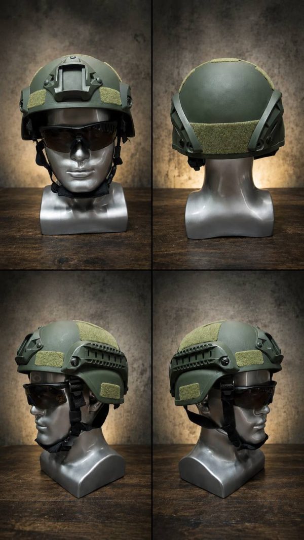 HT01 tactical rail helmet in green for outdoor sports and CS field head protection.