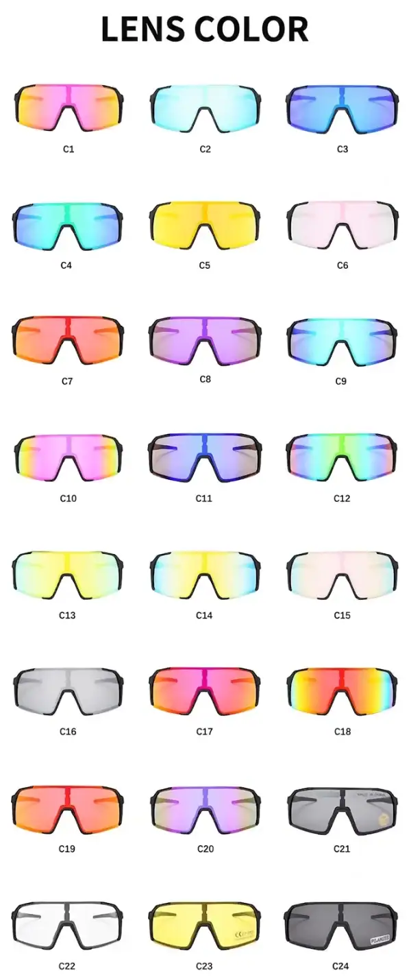 GL24 TR90 cycling sports sunglasses with PC lens and adjustable nose pad in black color.