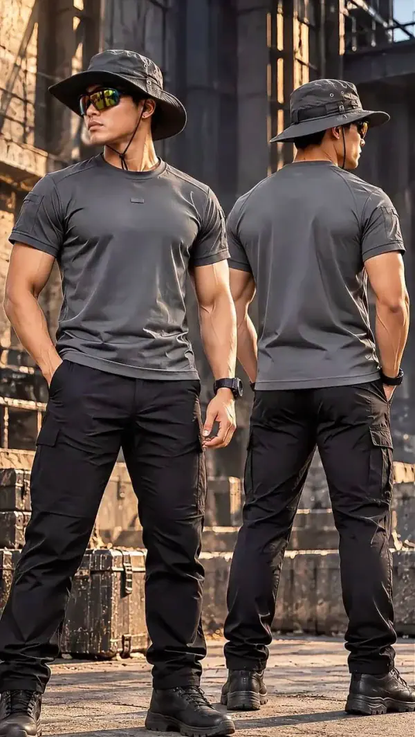 Men's dark gray quick-drying tactical short-sleeved TSS05 Archon Crewneck T-shirt.