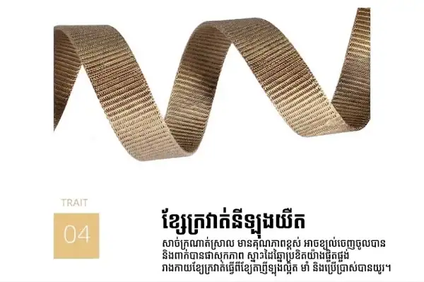 ខ្សែក្រវ៉ាត់នីឡុង Casual ពណ៌មាស សម្រាប់សម្រស់សម័យកាលនិងការរចនា។.
