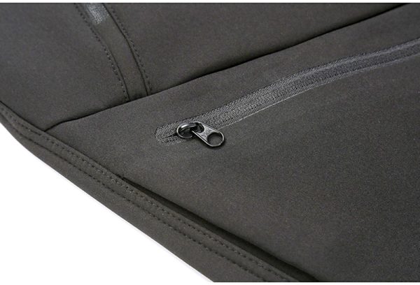 Unisex fleece-lined softshell tactical pants with built-in belt in dark gray for outdoor and daily wear.