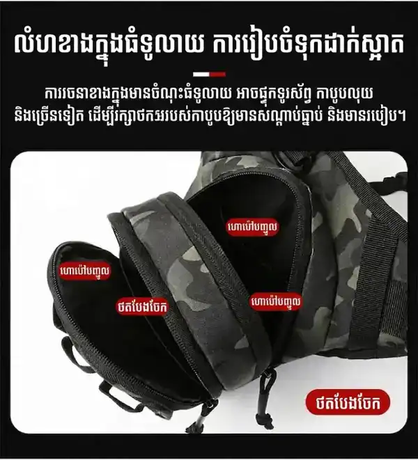 កាបូបចង្កេះ និងកាបូបជើងតាក់តិច BG06 សម្រាប់ជិះម៉ូតូ និងសកម្មភាពក្រៅផ្ទះ.