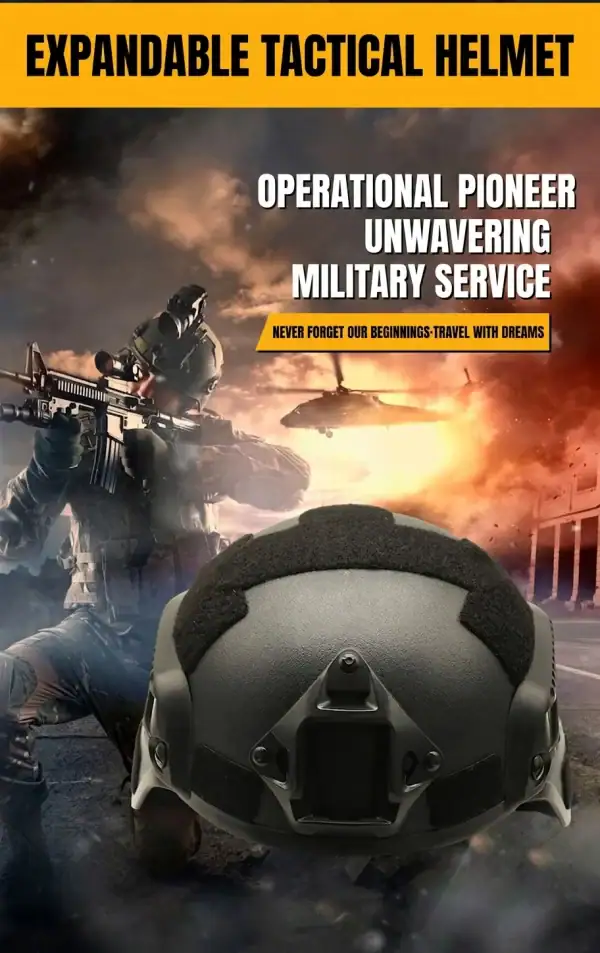 HT01 tactical rail helmet for outdoor sports and military use, black color, protective headgear for tactical activities.