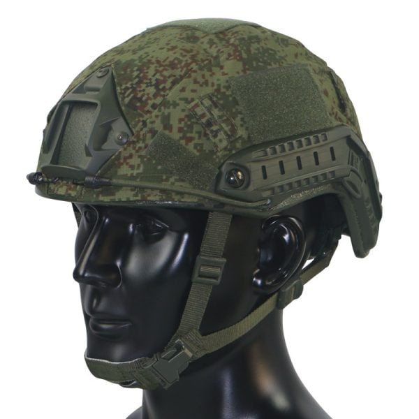 Tactical mesh helmet cover in camouflage for outdoor and training helmets, fits military helmets.