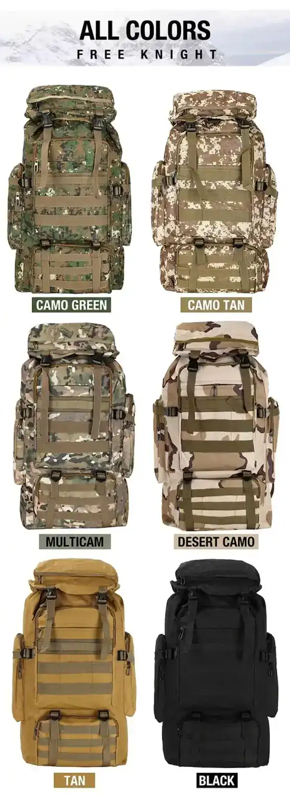 កាបូបស្ពាយភ្នំបែប Tactical មានកន្លែងផ្ទុកច្រើនសម្រាប់ដំណើរកម្សាន្ត។.