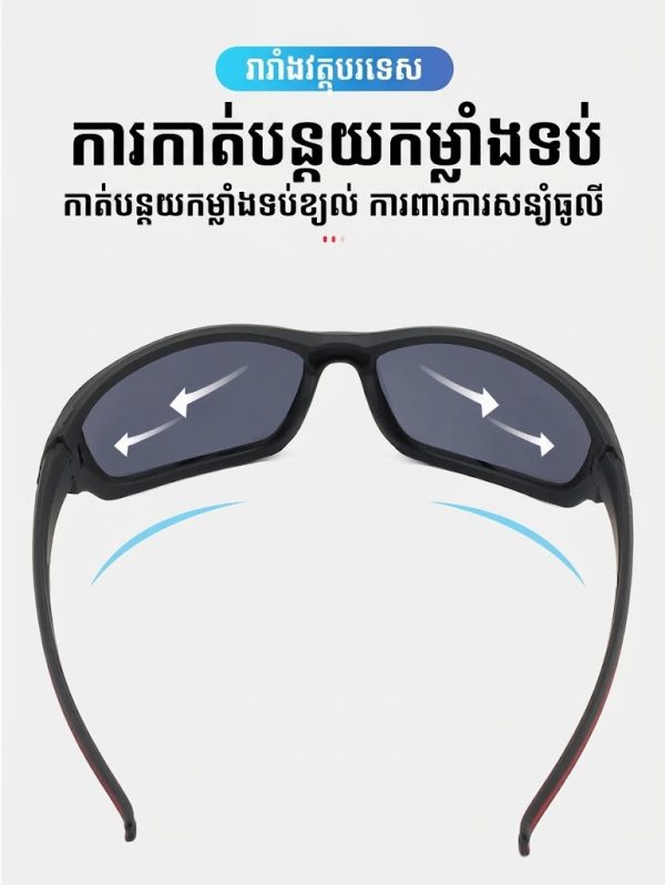 វ៉ែនតាកីឡាក្រៅផ្ទះ Unisex ជាមួយកញ្ចក់ PC ការពារខ្យល់ និងខ្សាច់ សម្រាប់កីឡា និងការផ្សងព្រេងក្រៅផ្ទះ.