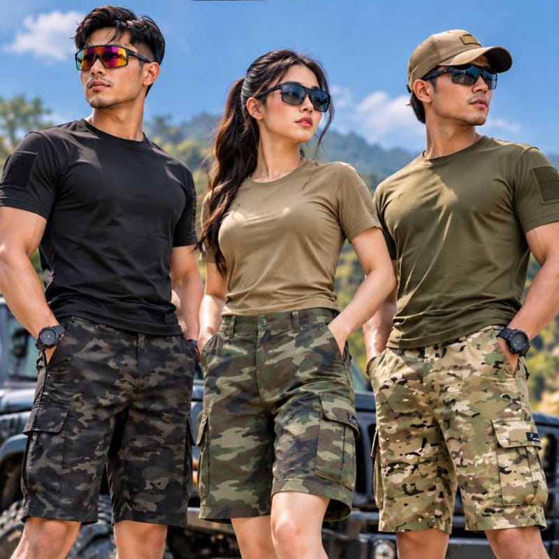 SR01 tactical shorts in camouflage style for outdoor and tactical use.