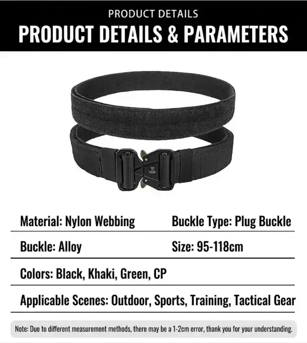TBK09 Tactical MOLLE Quick-Release Belt with Inner Hook-and-Loop Belt in black, nylon webbing, with alloy buckle for outdoor,.