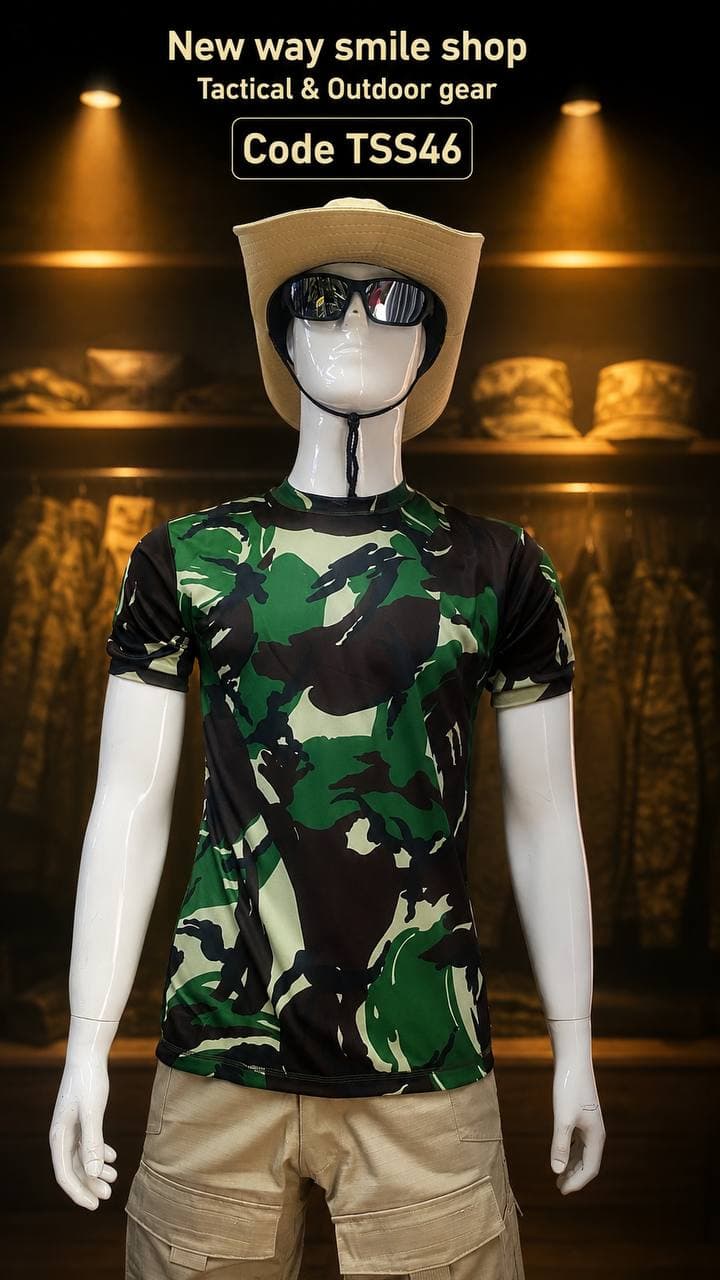 TSS46 Unisex Green Camouflage Short-Sleeve Outdoor T-Shirt
