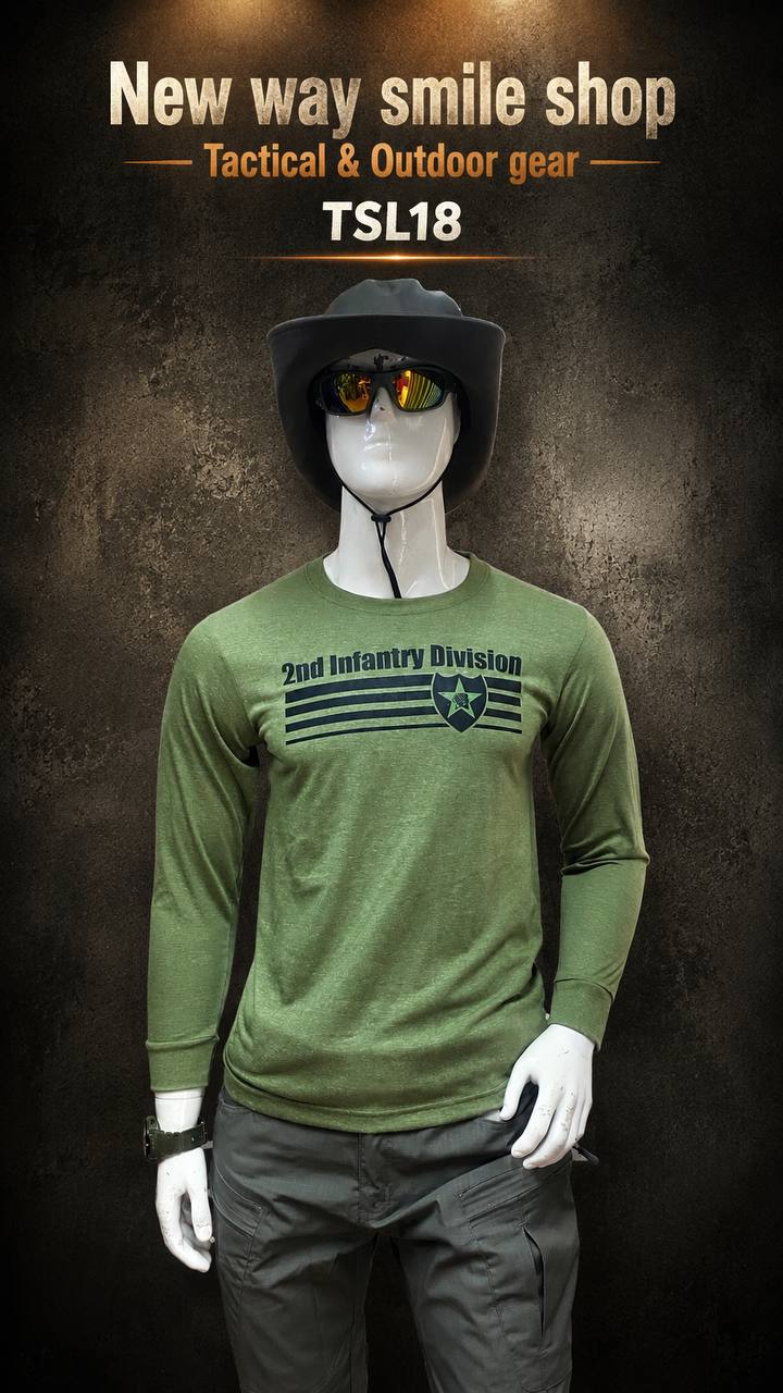 TSL18 អាវដៃវែង Tactical រចនាប័ទ្ម Military មានរូបបោះពុម្ពលើទ្រូង និងខ្នង