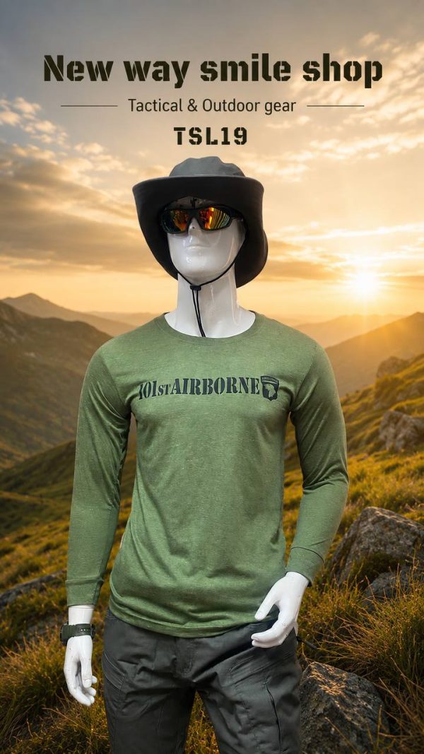 SHL05 Long Sleeve Quick-Drying Tactical Outdoor Shirt in khaki color for outdoor activities.