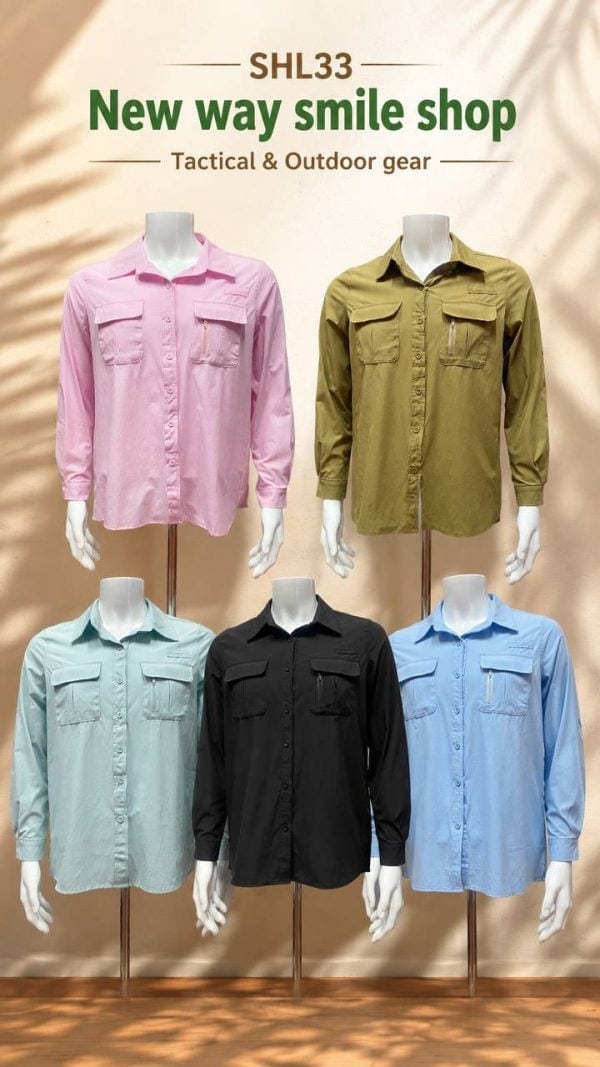 SHL05 Long Sleeve Quick-Drying Tactical Outdoor Shirt in black for outdoor activities.