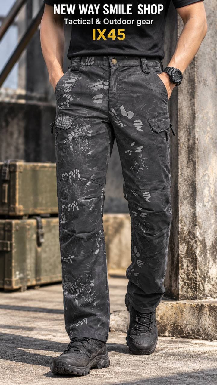 IX45 Dark Camouflage Tactical Cargo Pants for Daily Outdoor Use